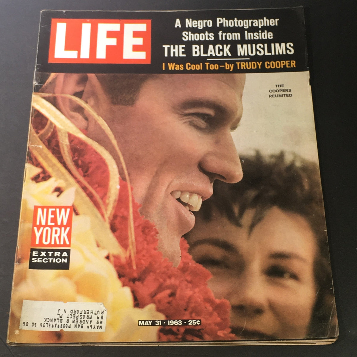 Vintage LIFE Magazine cover from May 31, 1963, featuring a captivating image related to 'The Coopers Reunited' and a photo story on 'The Black Muslims'.