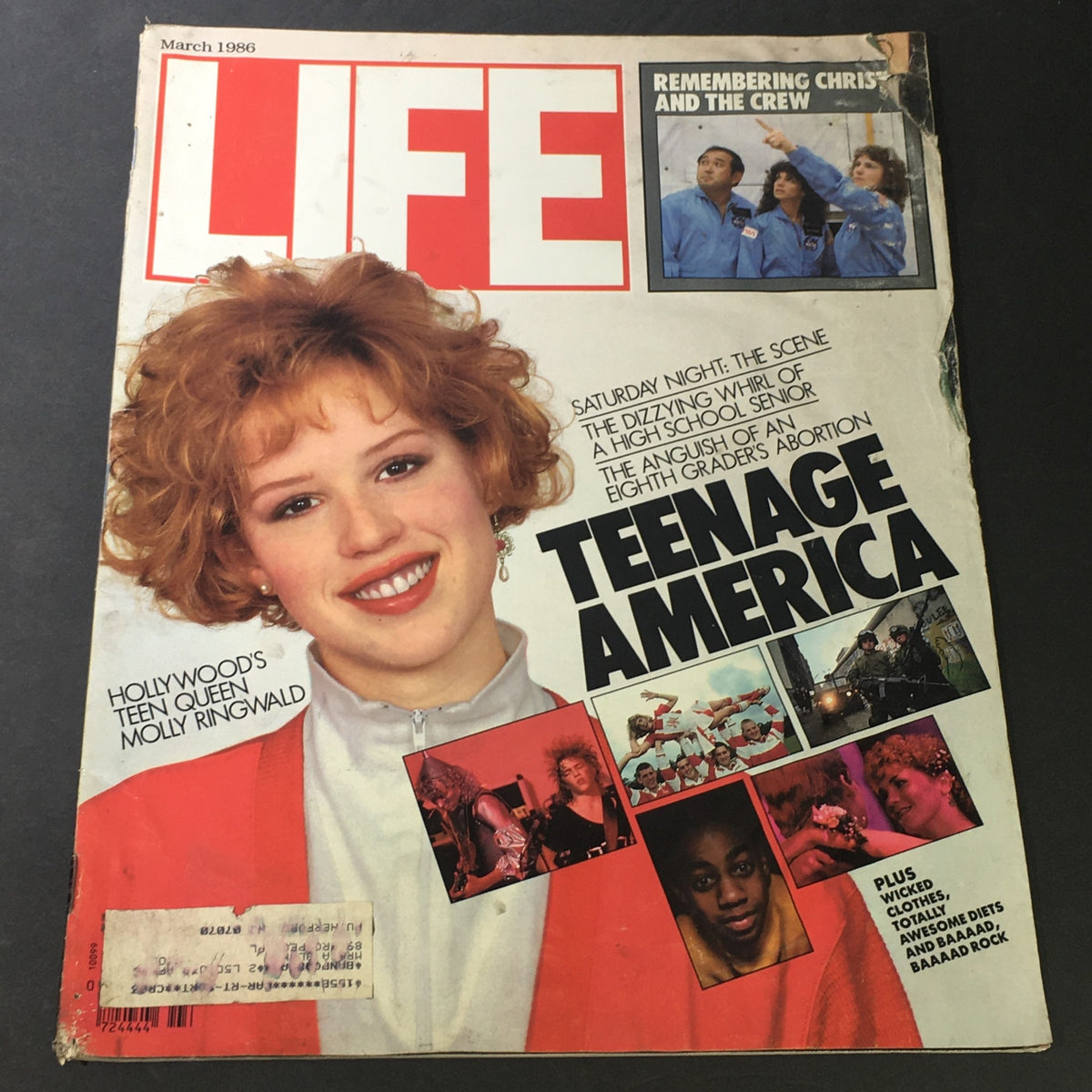 Cover of Vintage Life Magazine March 1986 featuring teen queen Molly Ringwald, showcasing the theme 'Teenage America' and discussing social issues of the era.