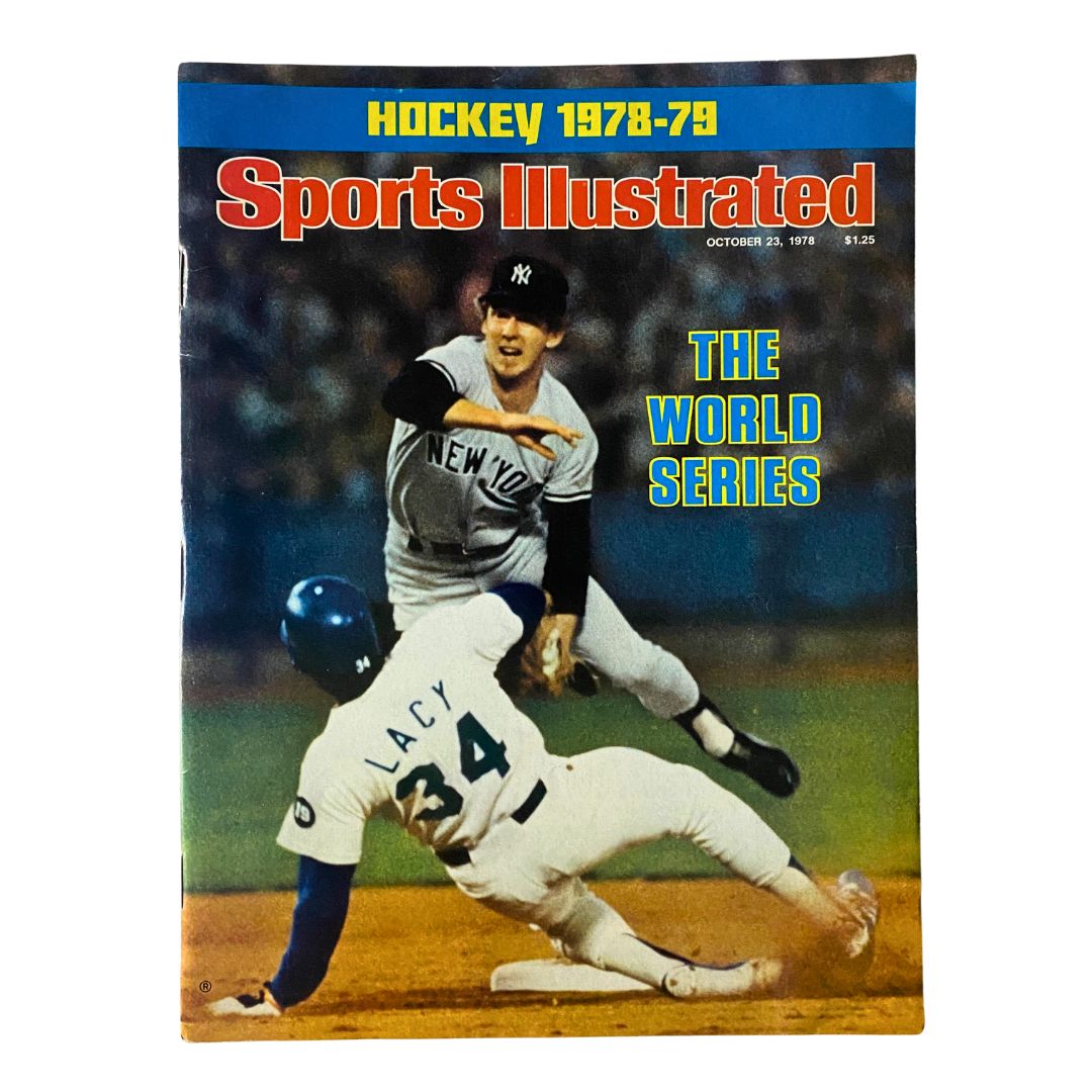 Sports Illustrated Magazine October 23 1978 cover featuring a baseball play from the World Series, showcasing dynamic action and vibrant vintage colors.