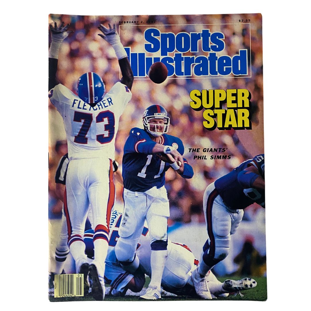 Sports Illustrated Magazine featuring Giants' Phil Simms, February 2, 1987, showcasing the quarterback's performance during a historic NFL season.