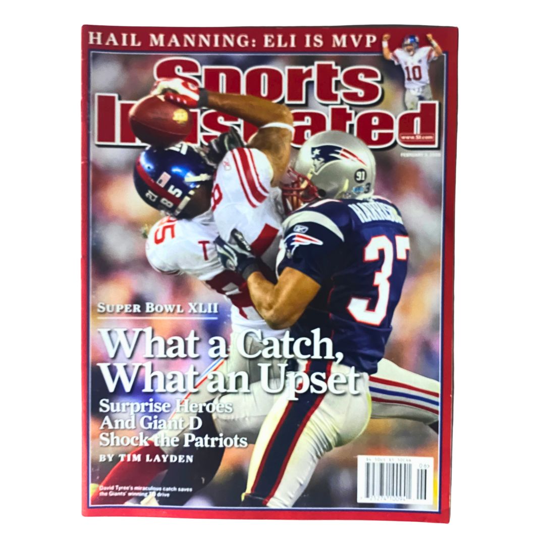 Sports Illustrated Magazine February 11 2008 featuring David Tyree on the cover, celebrating Super Bowl history with striking photography.