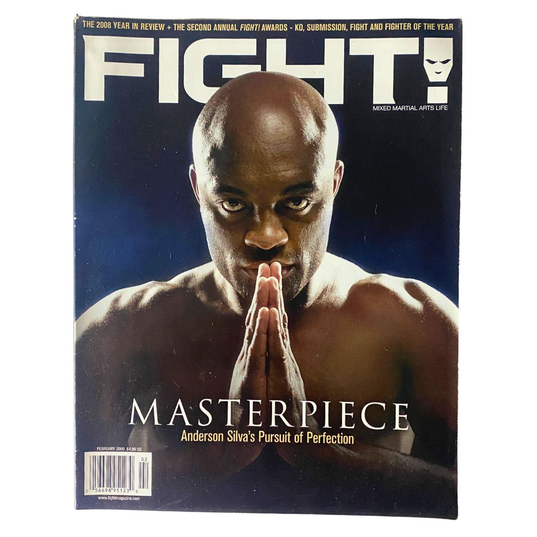 Cover of Fight! Magazine February 2009 featuring Anderson Silva, captioned 'Masterpiece: Anderson Silva's Pursuit of Perfection', highlighting the iconic MMA fighter.
