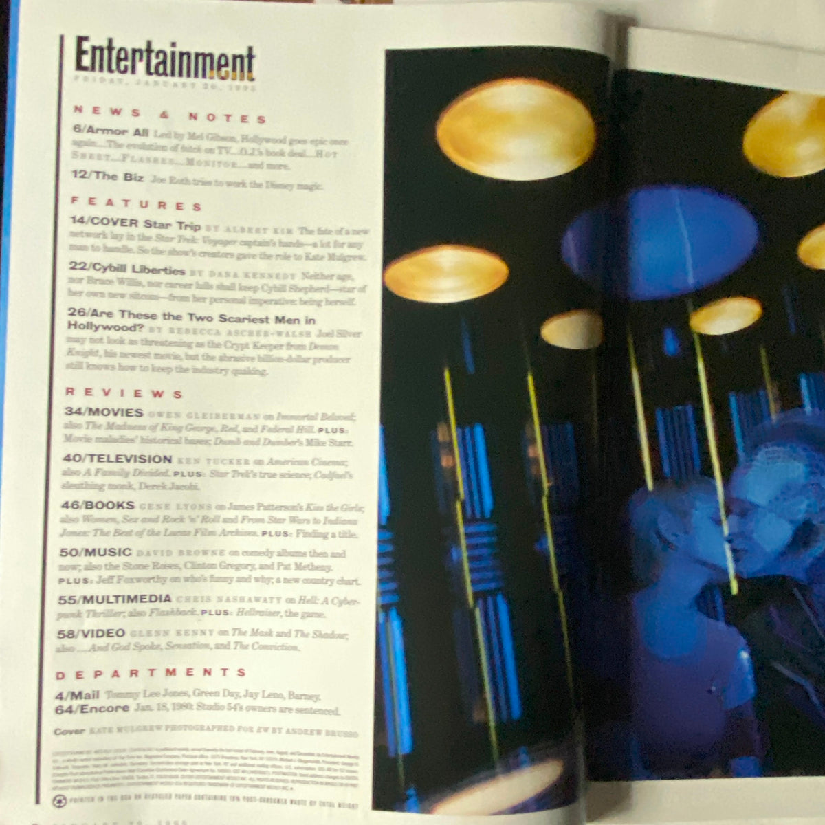 Interior page of Entertainment Weekly Magazine January 20 1995, featuring content highlights including articles on Star Trek Voyager and related entertainment news.