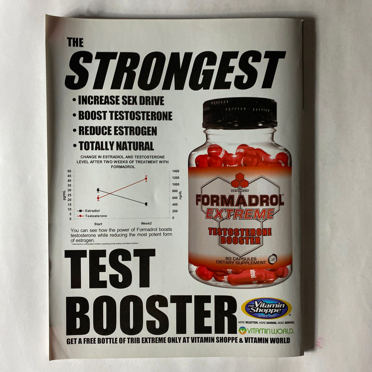 Advertisement page from Fitness RX Magazine March 2007, featuring the strongest test booster Formadrol Extreme, promoting benefits like increased sex drive and testosterone boosting.