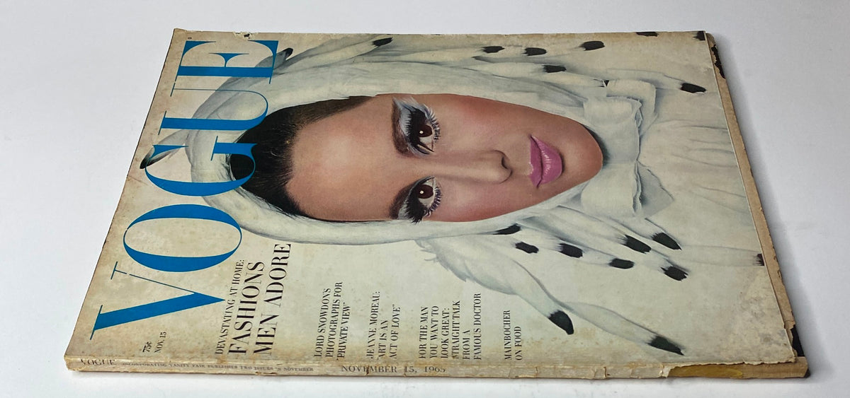 Vogue Magazine November 15, 1965 showcasing the cover with Brigitte Bauer, highlighting striking beauty and fashion details, ideal for fashion history enthusiasts and collectors.