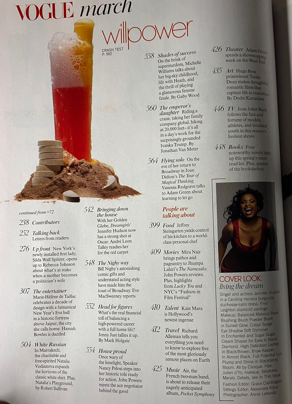 Vogue Magazine March 2007 page displaying features related to success and empowerment in the context of health, fitness, and lifestyle, complementing the theme of the issue.