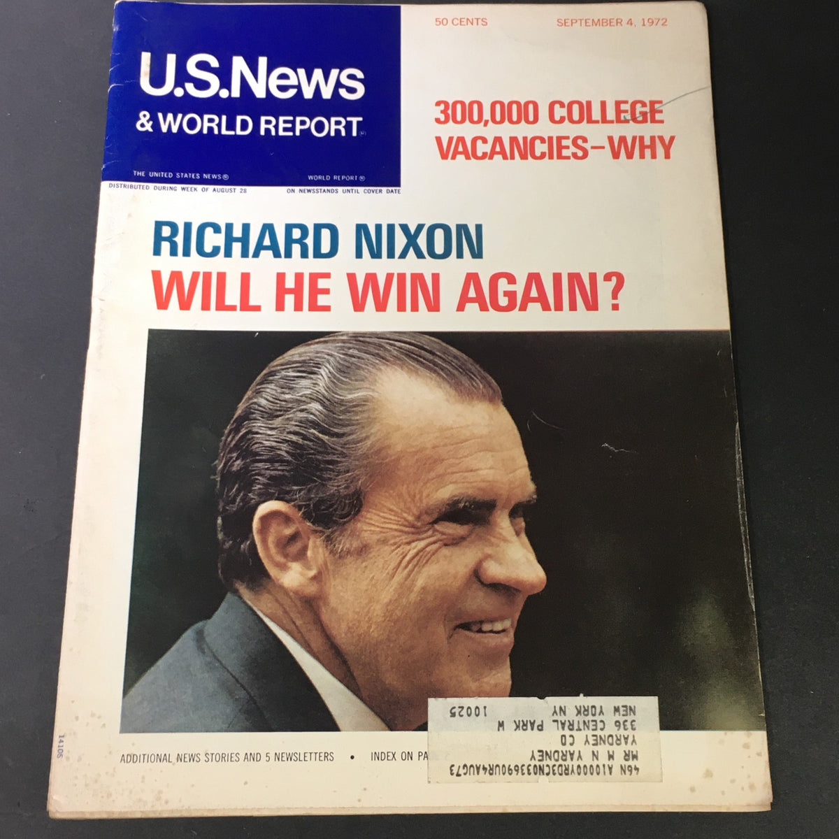Cover of U.S. News & World Report, September 4, 1972, featuring Richard Nixon and the question 'Will He Win Again?', highlighting the political climate before the presidential election.