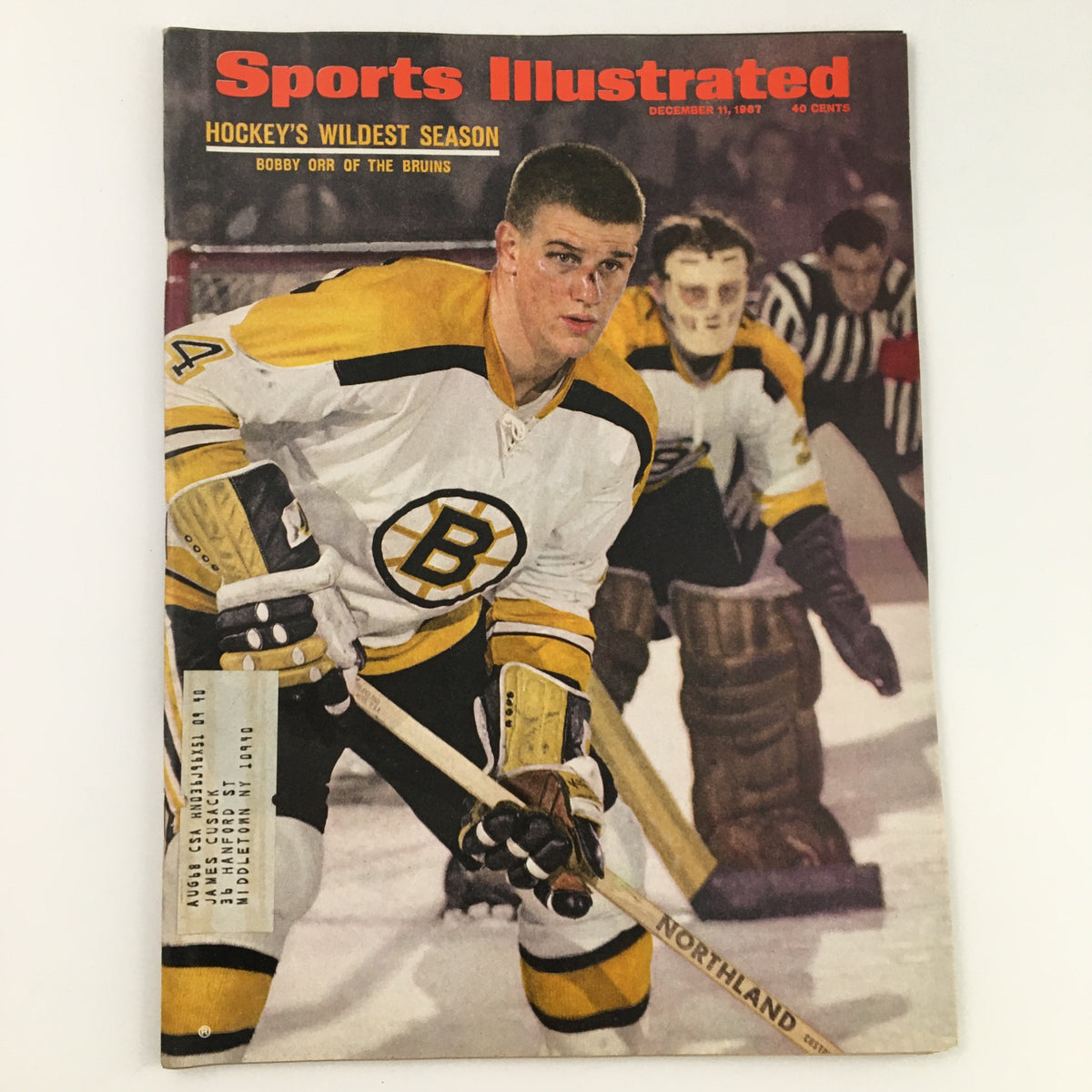 Sports Illustrated Magazine cover featuring Bobby Orr of the Boston Bruins, dated December 11, 1967. The cover highlights Hockey's Wildest Season and showcases Bobby Orr in action, embodying the spirit of 1960s hockey.