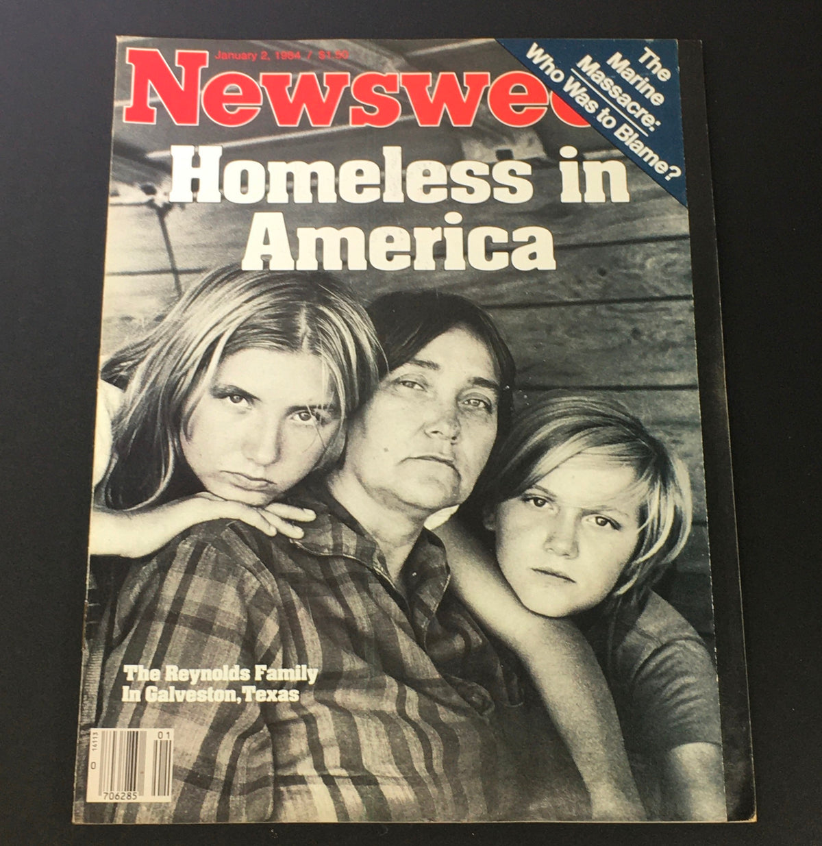 Cover of VTG Newsweek Magazine January 2 1984 featuring the title 'Homeless in America' with a poignant photograph of the Reynolds family from Galveston, Texas, capturing moments of struggle and resilience.