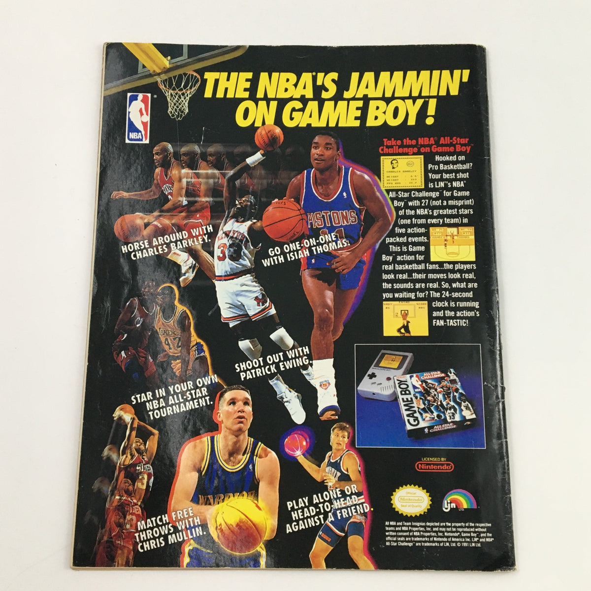 Image of the back cover of the WWF Wrestling Magazine July 1991 featuring iconic moments and players from professional wrestling, presenting fan engagement activities, and the magazine's title prominently displayed.