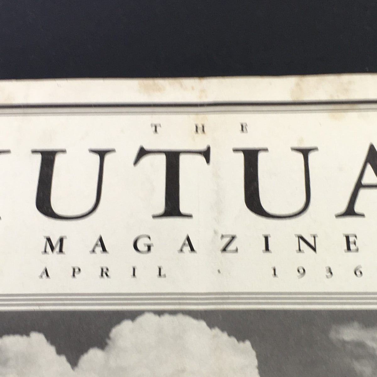 Close-up of the title section of VTG The Mutual Magazine April 1936, highlighting the magazine's name and date.