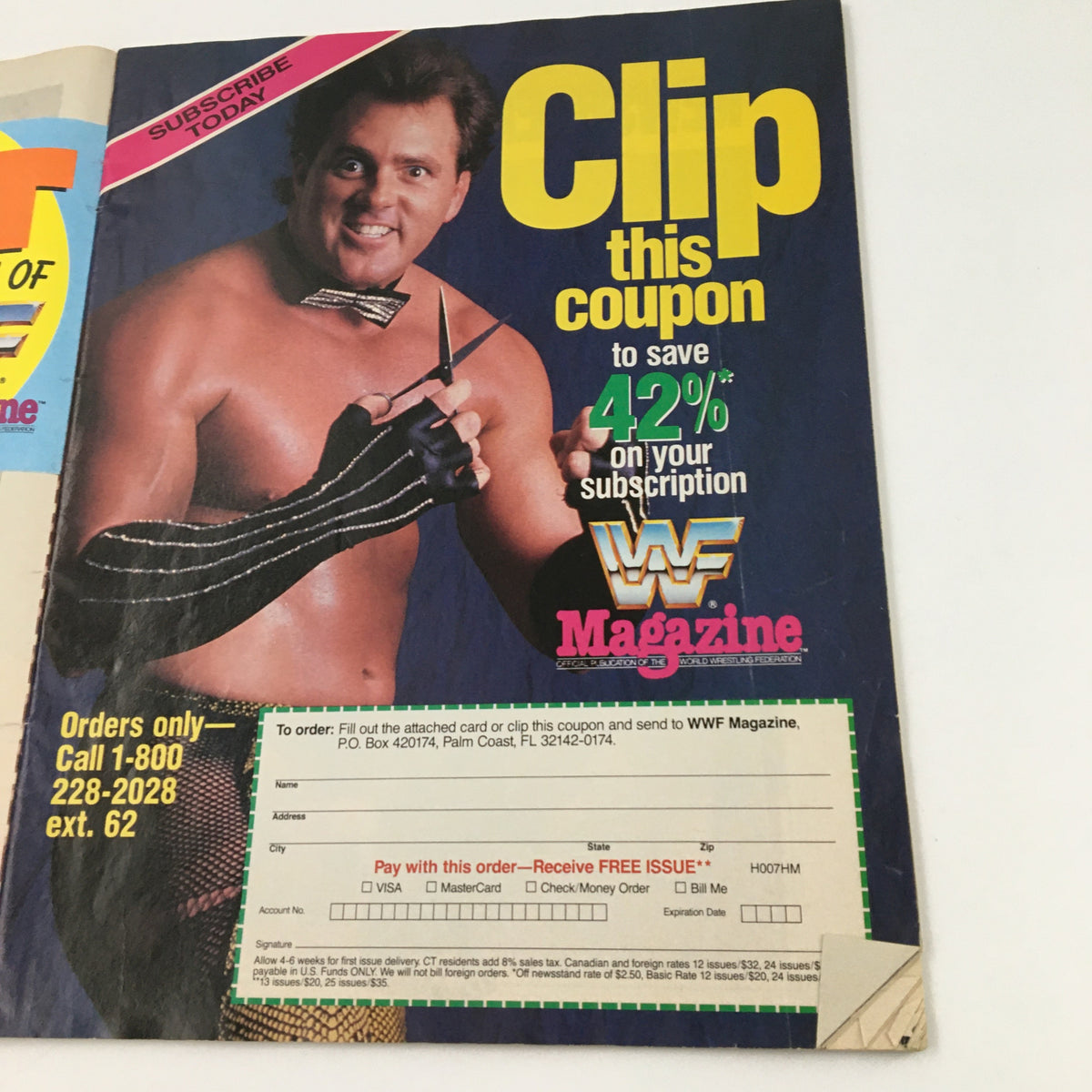 Subscription coupon page from WWF Magazine July 1990, promoting a 42% discount on subscriptions.