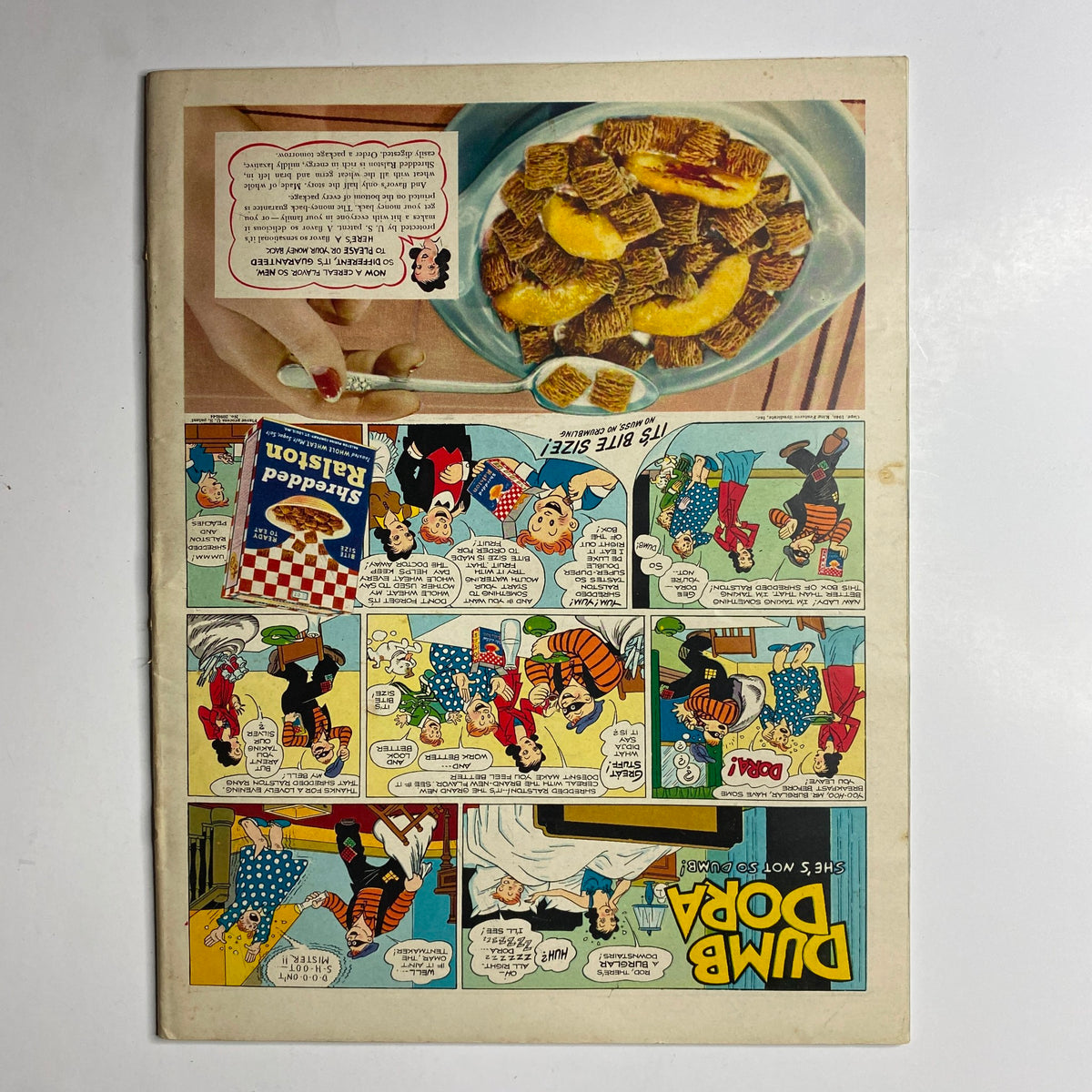 Back cover of Look Magazine from July 2, 1940 featuring cartoon strips, a bowl of breakfast cereal, and an advertisement for 'Streetside Fashion.' This image accompanies the feature 'The Private Life of Joe Louis' in the magazine issue.