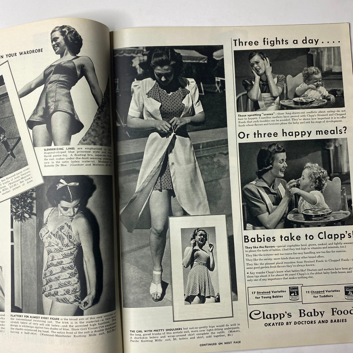 Look Magazine January 30, 1940 featuring Anne Gwynne cover with vintage fashion shots of women in swimsuits and clothing, showcasing styles of the era.