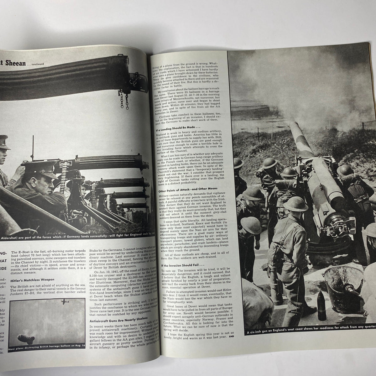 Article spread in Look Magazine March 11, 1941, featuring Vincent Sheean's piece on Hitler's plans to invade England.