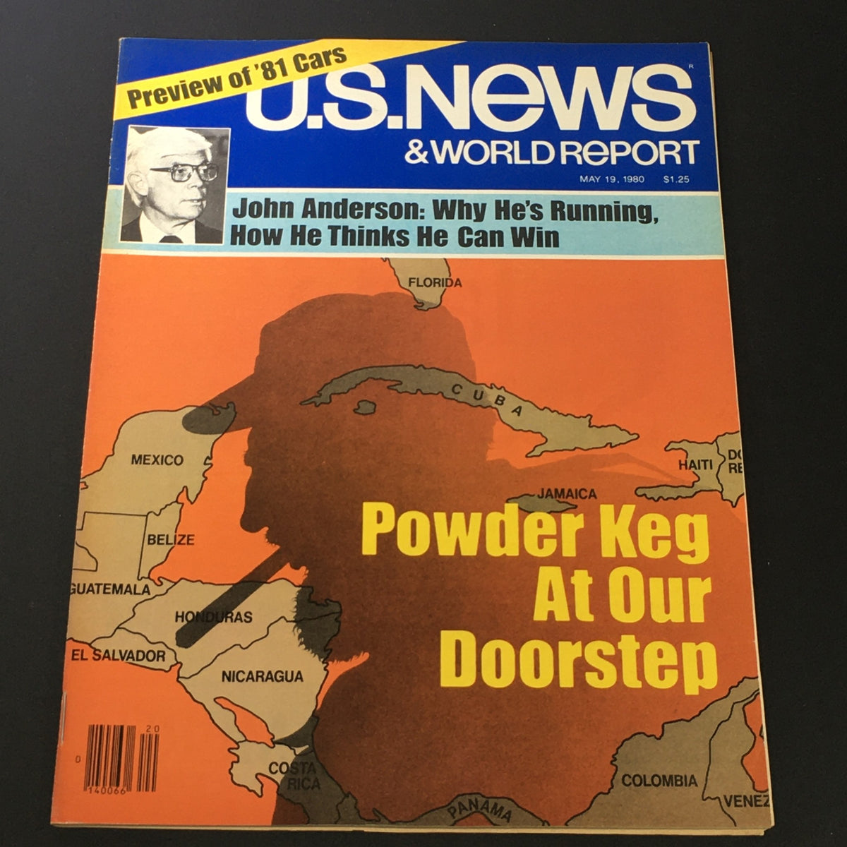 Cover of US News & World Report magazine dated May 19, 1980, featuring an article on John Anderson, political insights, and a vibrant illustration with the headline 'Powder Keg At Our Doorstep'.