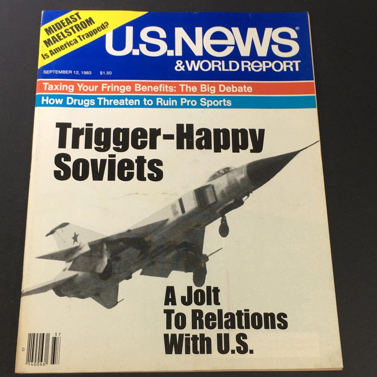 Cover of the VTG US News & World Report Magazine from September 12,1983, featuring the title 'Trigger-Happy Soviets' with an image of a military aircraft.
