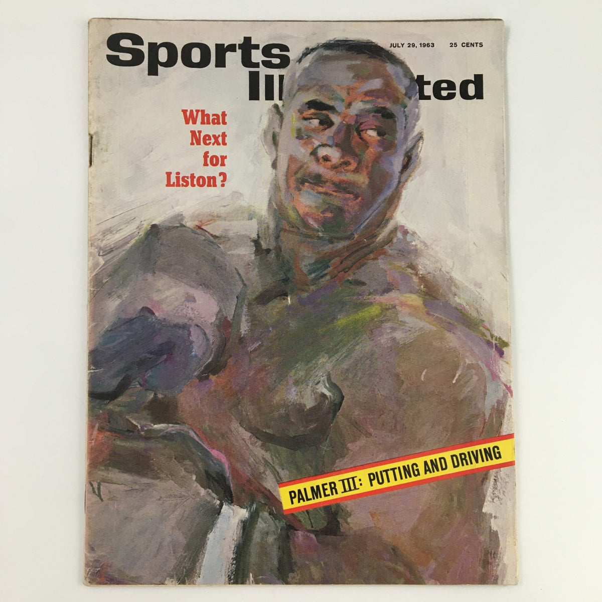 Sports Illustrated Magazine July 29 1963 cover featuring Sonny Liston, showcasing the headline 'What Next for Liston?' and vivid artwork.