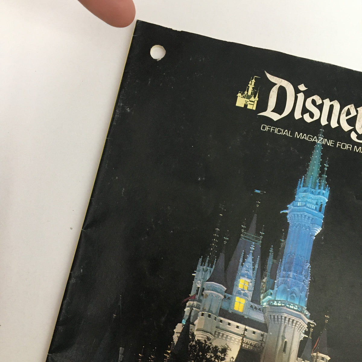 Close-up of the top of the Disney News Magazine Summer 1978 cover, showcasing the logo and the hole punch indicative of a newsstand edition.