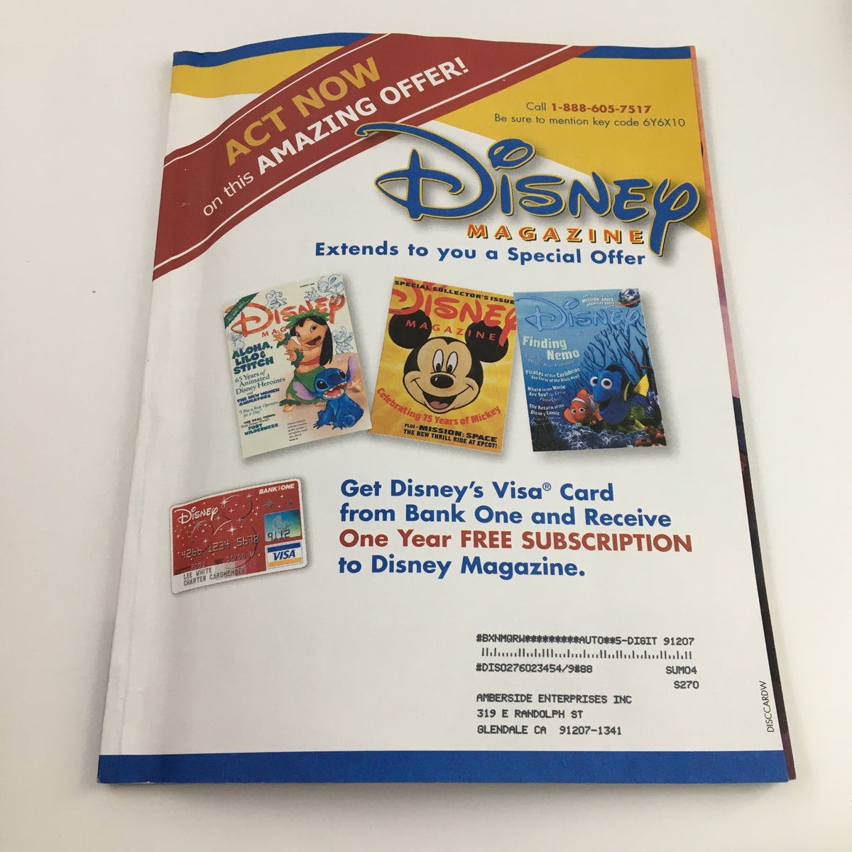 Back cover of Disney Magazine Winter 2002 with subscription offer details, including various Disney characters and a promotional message.