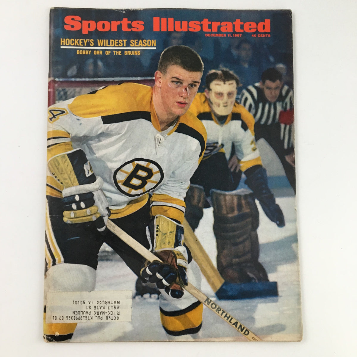 Cover of Sports Illustrated Magazine, December 11, 1967, featuring hockey's Bobby Orr of the Boston Bruins