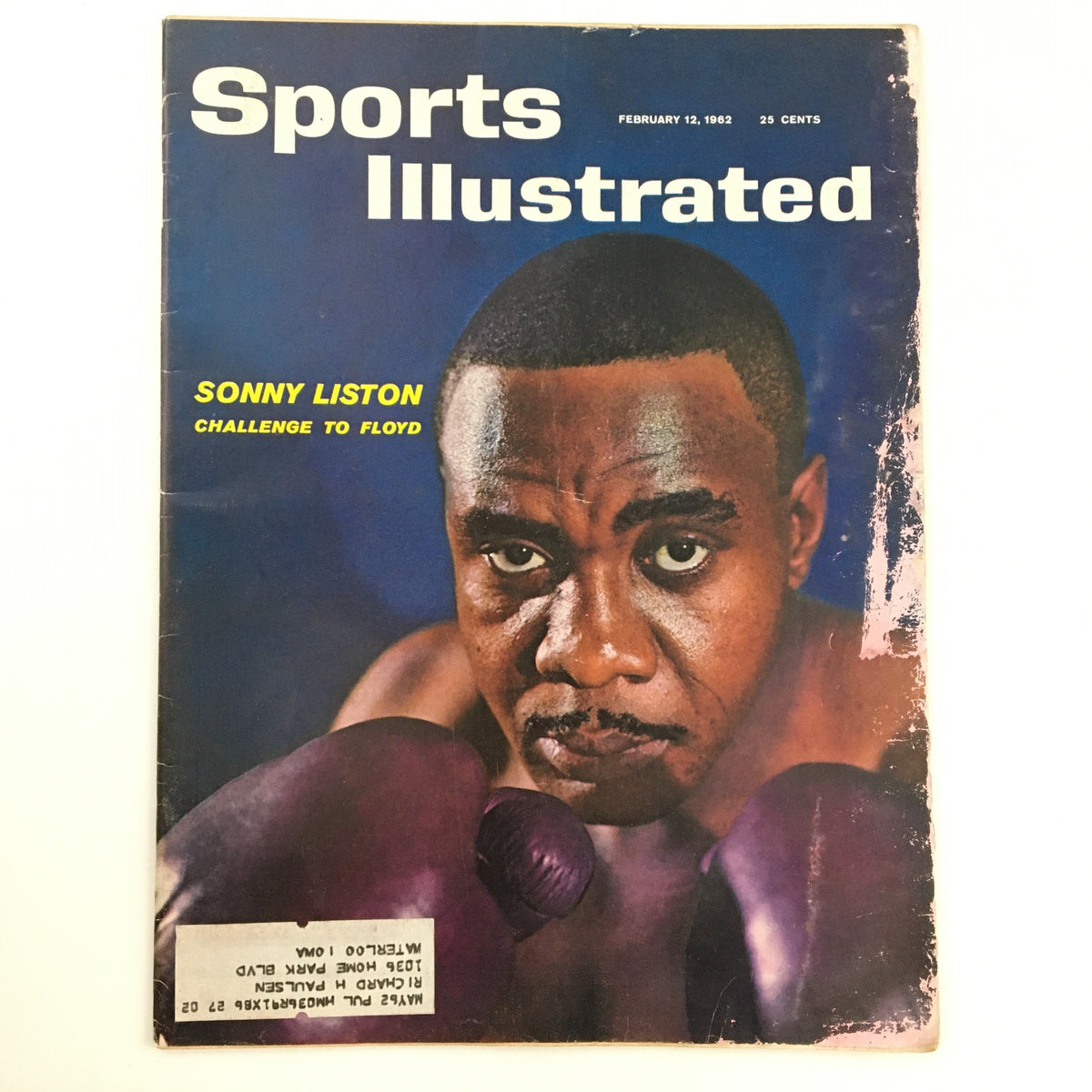 Cover of Sports Illustrated Magazine February 12 1962 featuring Sonny Liston with a focus on his challenge to Floyd Patterson. The image highlights Liston in boxing gear, showcasing the competitive spirit of the era.