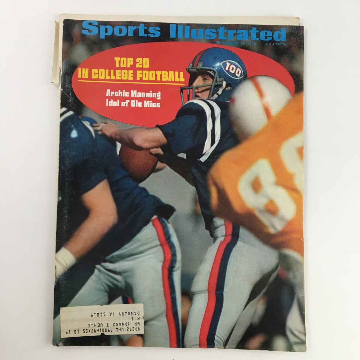 Cover of Sports Illustrated Magazine September 14 1970 featuring Archie Manning, Idol of Ole Miss, showcasing college football highlights and vibrant graphics.