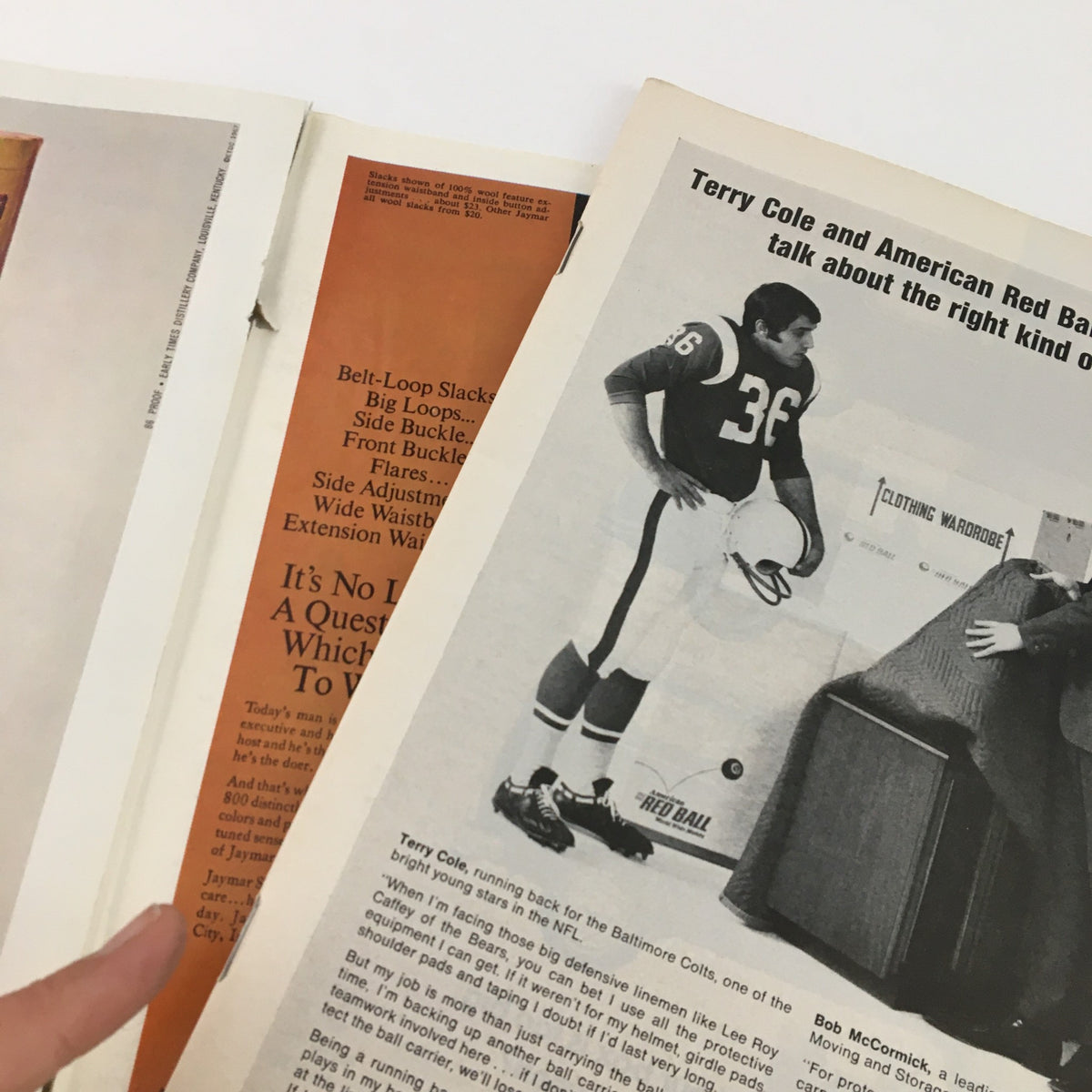 Inside pages of Sports Illustrated Magazine September 14 1970, displaying advertisements and articles from the era, featuring Terry Cole and American Red Ball.