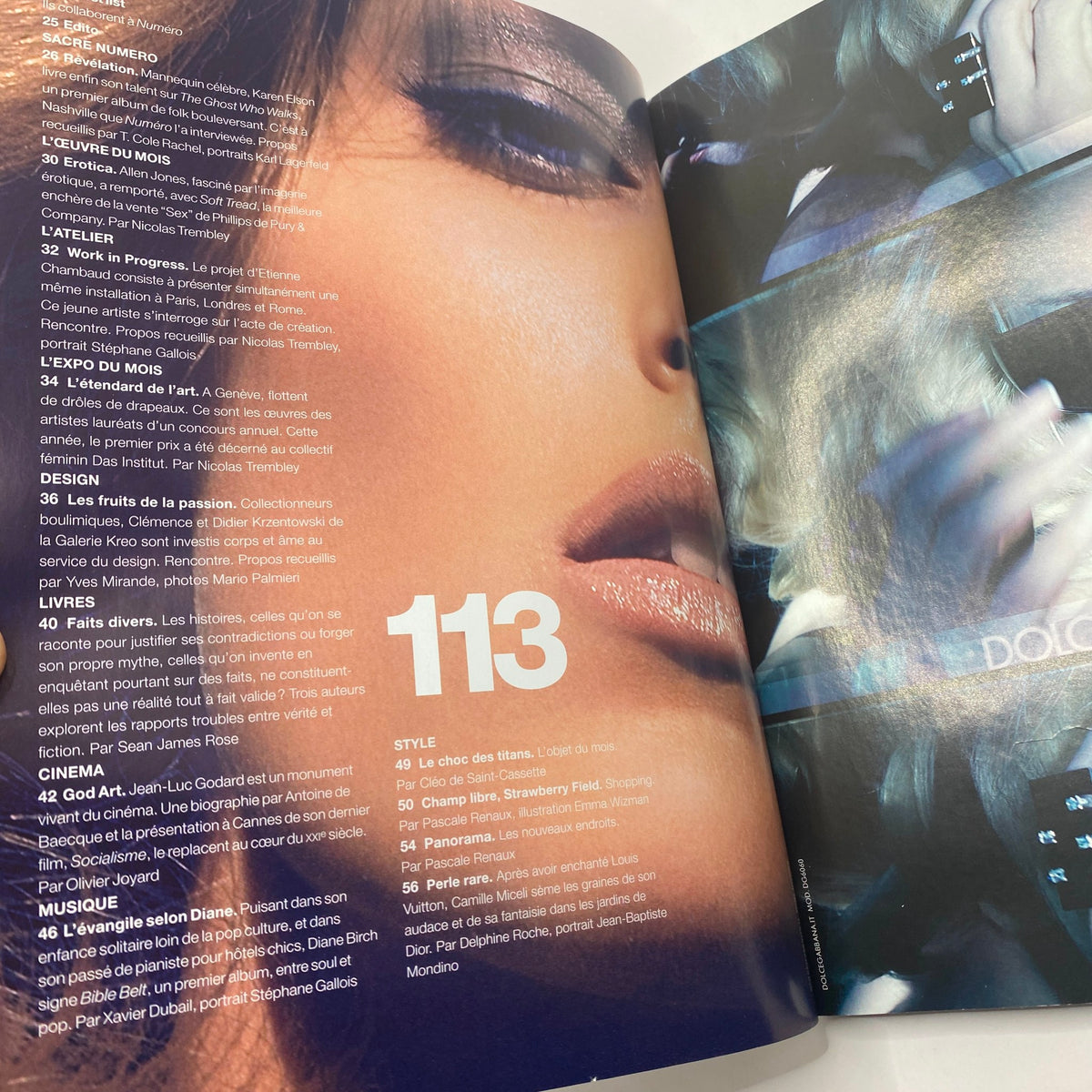Interior page of Numéro Magazine May 2010 No. 113 showcasing the magazine's content layout, with an emphasis on fashion and film, highlighting its relevance in early 2010s fashion.