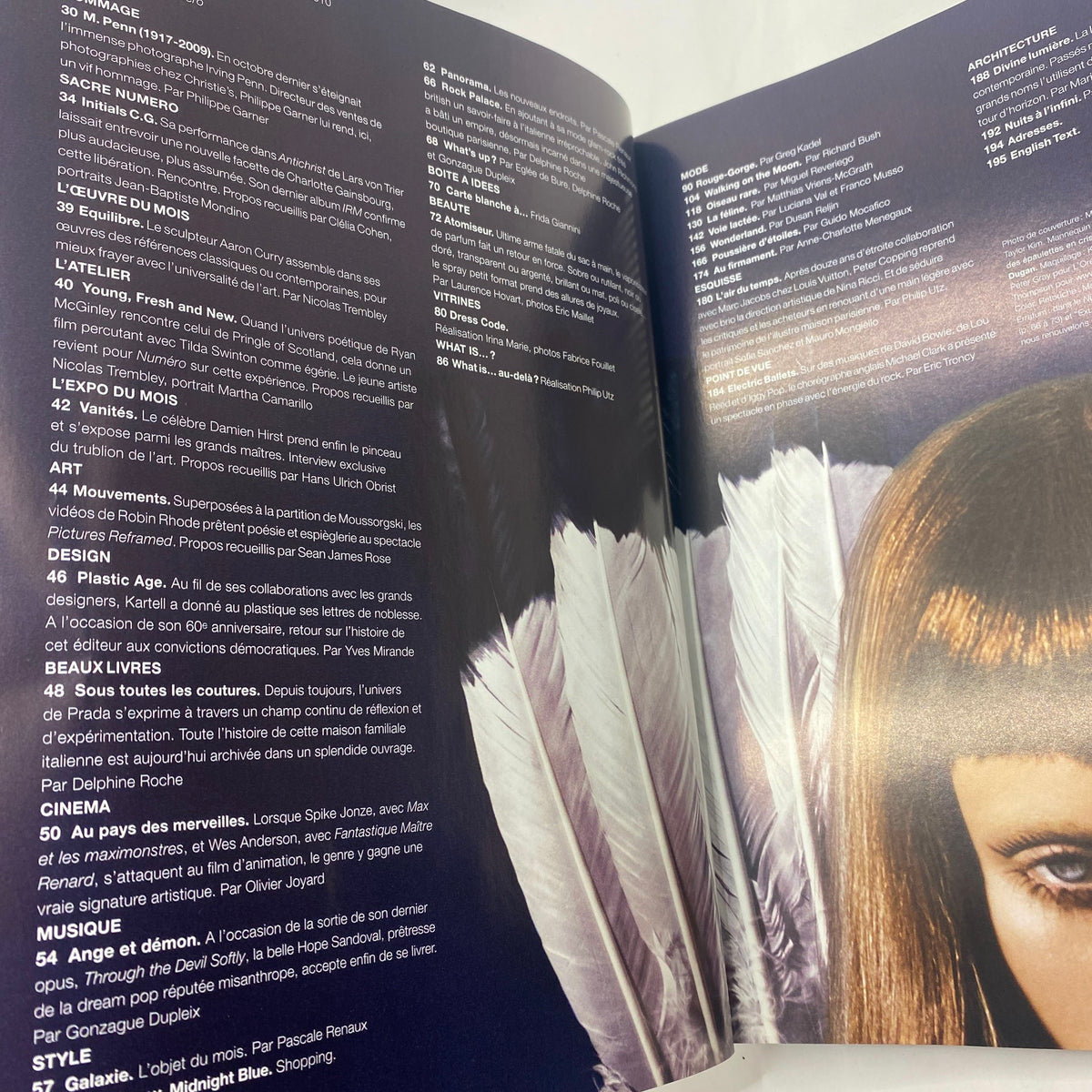 Interior page of Numéro Magazine December 2009/January 2010 No. 109 showcasing editorial content and layout with vivid photography.