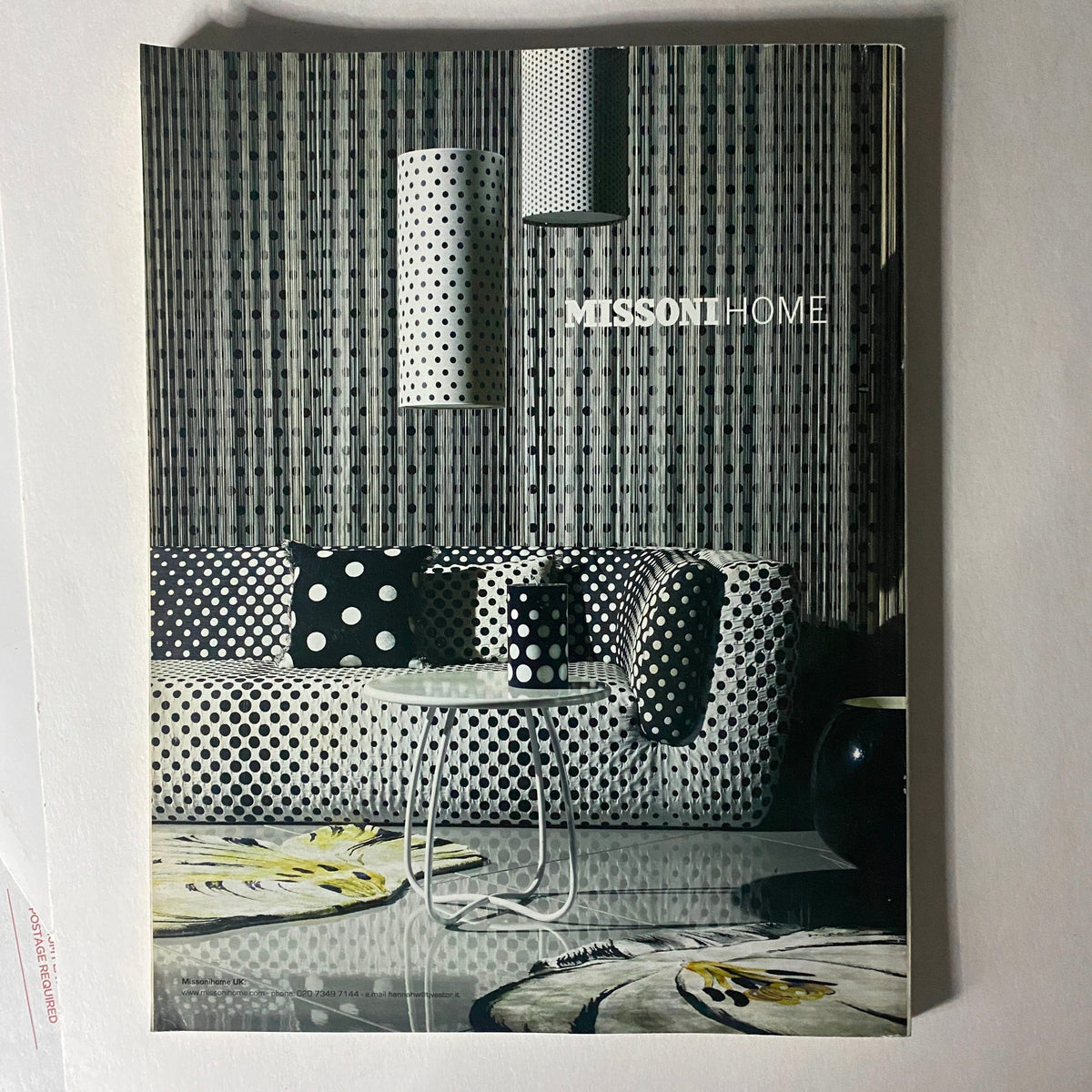Image from Elle Decoration UK Edition Magazine September 2008 featuring a striking interior design by Missoni Home, showcasing bold patterns and textures in a chic living arrangement.