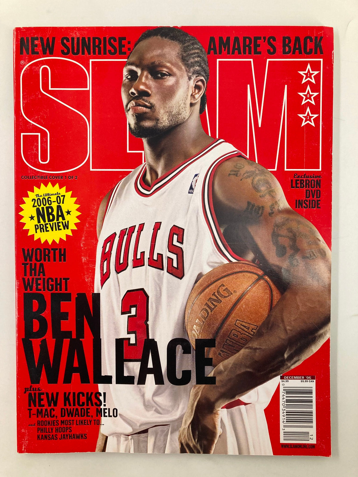 Slam Magazine December 2006 cover featuring Chicago Bulls player Ben Wallace, highlighting his significance in basketball history.