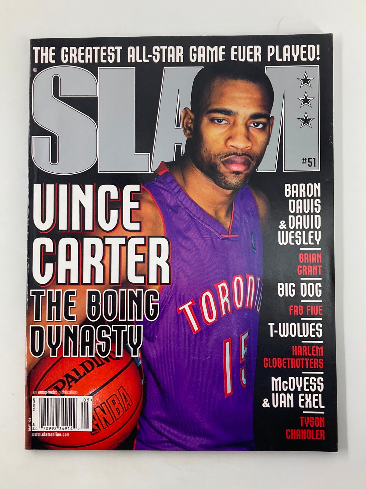Slam Magazine May 2001 NBA Toronto Raptors Vince Carter w Poster No Label