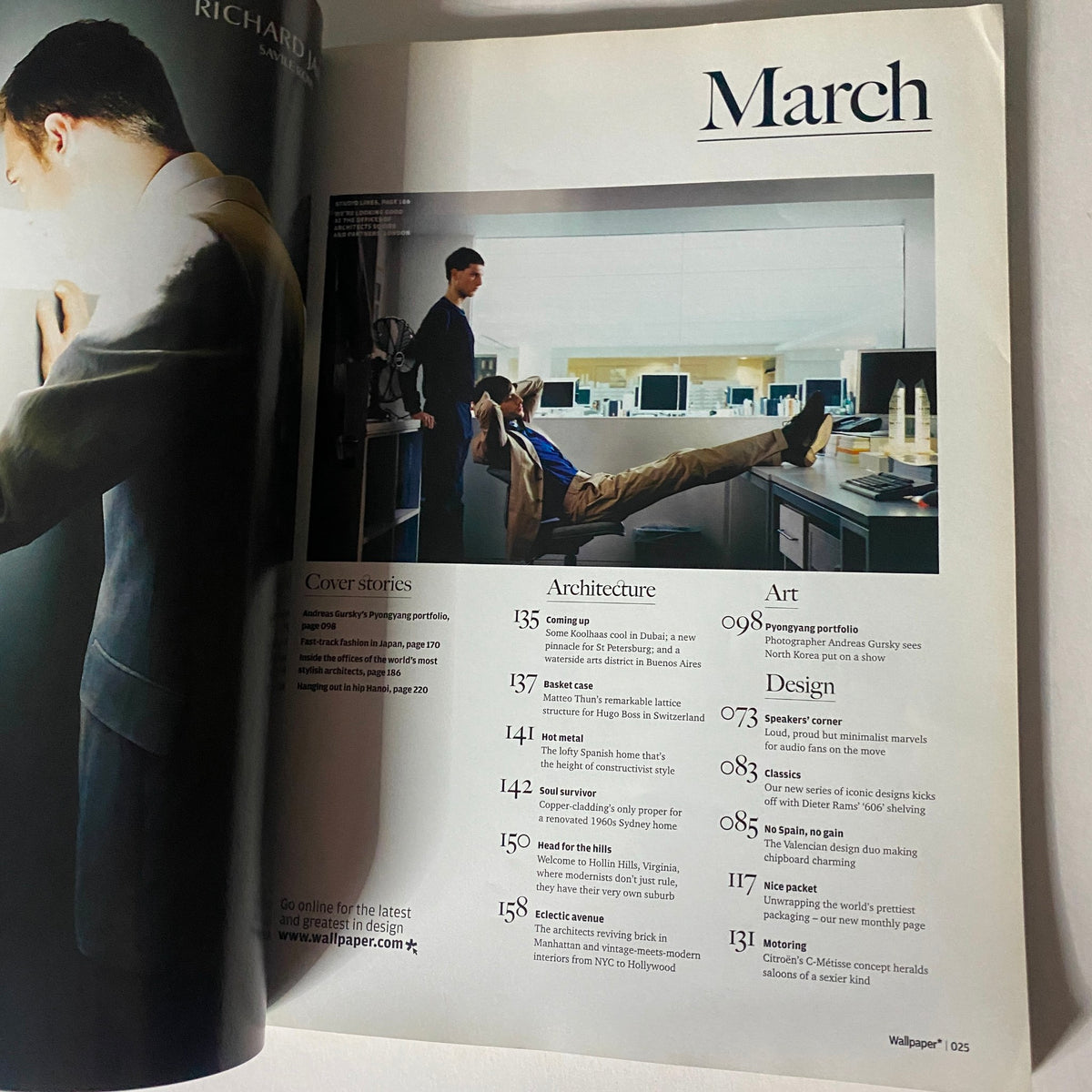 Wallpaper Magazine March 2007 Fast-Track Fashion in Japan Style Special interior contents page showcasing articles on architecture and design.