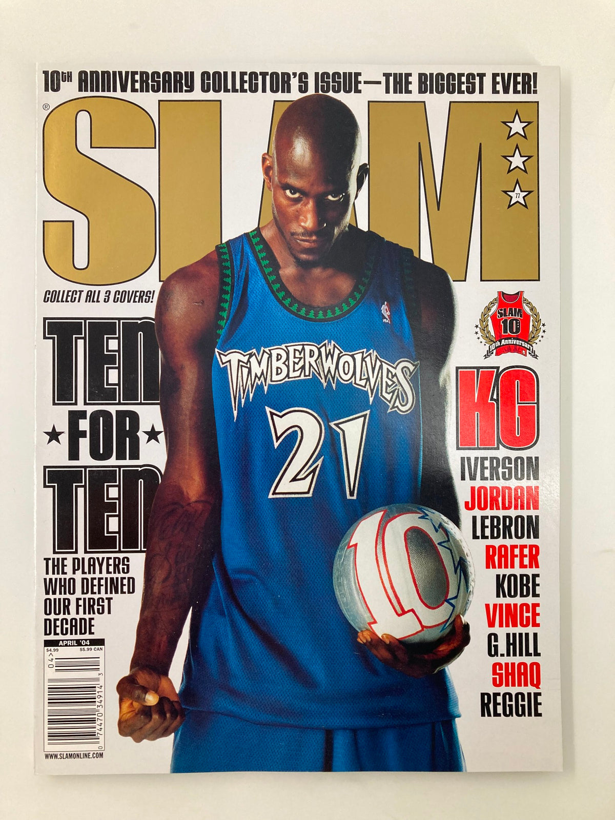 Slam Magazine April 2004 NBA Timberwolves Kevin Garnett w Poster No Label VG