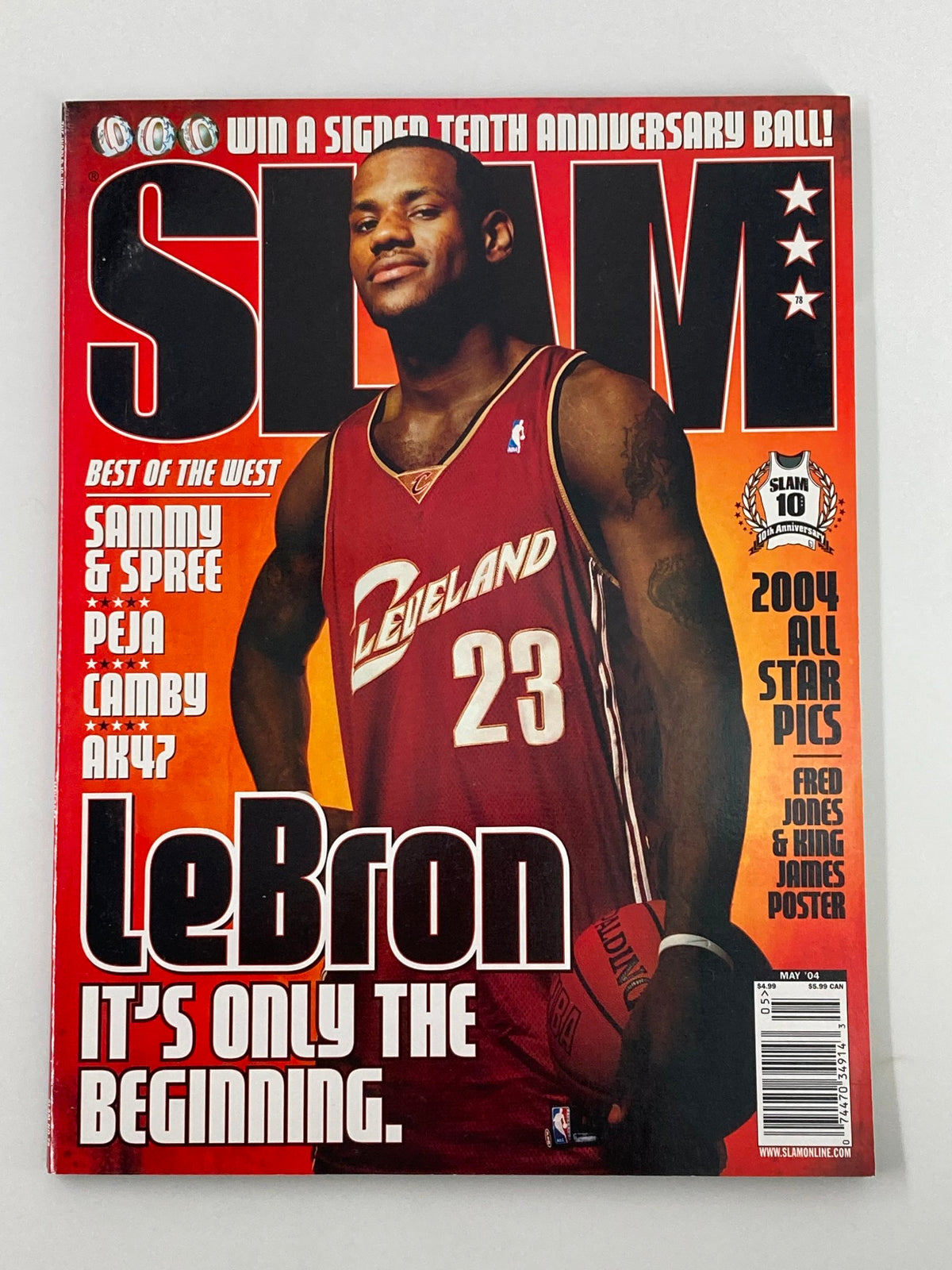 Slam Magazine, May 2004: Featuring NBA's Cleveland LeBron James with a poster, in VG condition