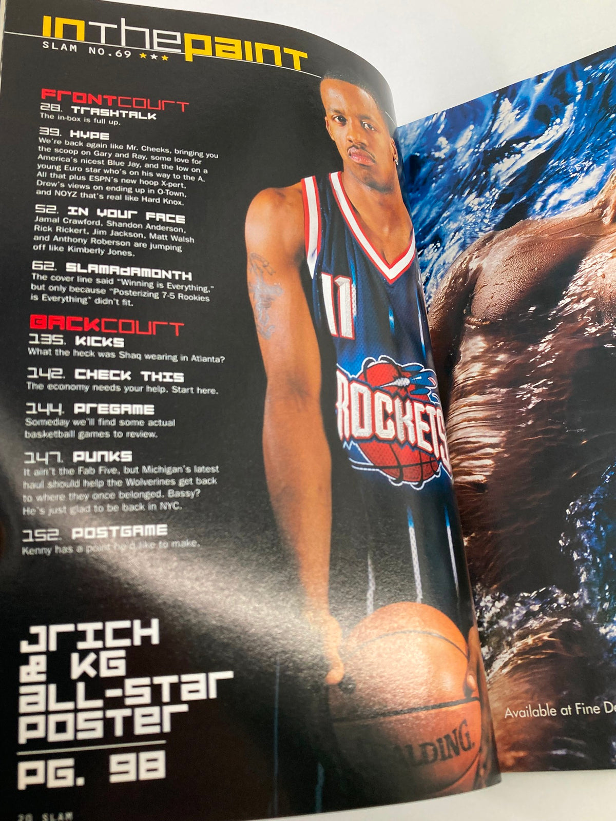 Slam Magazine May 2003 featuring NBA player Steve Francis in a Houston Rockets jersey, showcasing basketball action and dynamic visuals.