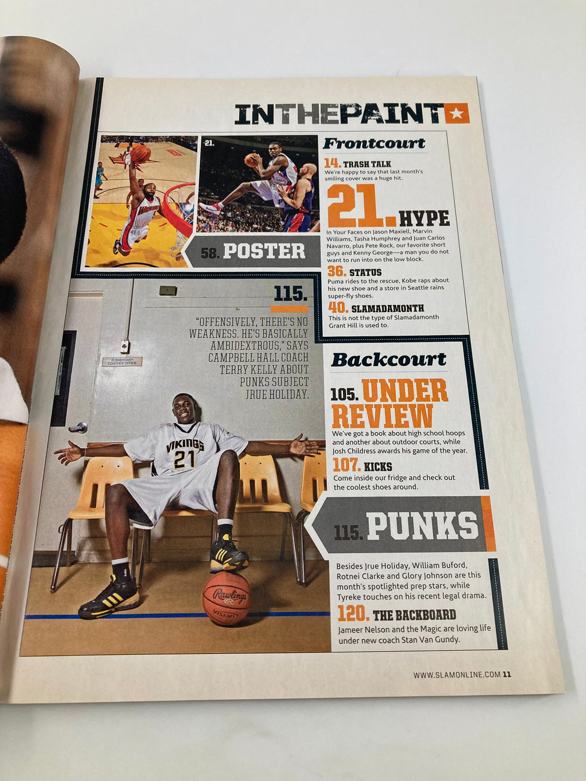 Slam Magazine April 2008 NBA Cavaliers LeBron James w Poster - Inside page featuring basketball highlights and player statistics.