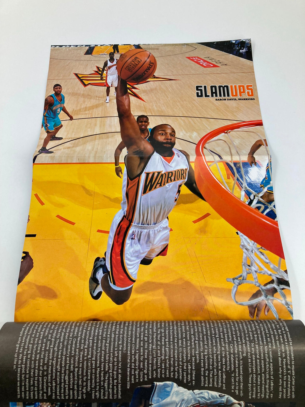 Slam Magazine April 2008 NBA Cavaliers LeBron James w Poster - Action shot of a player dunking a basketball in a dramatic moment.