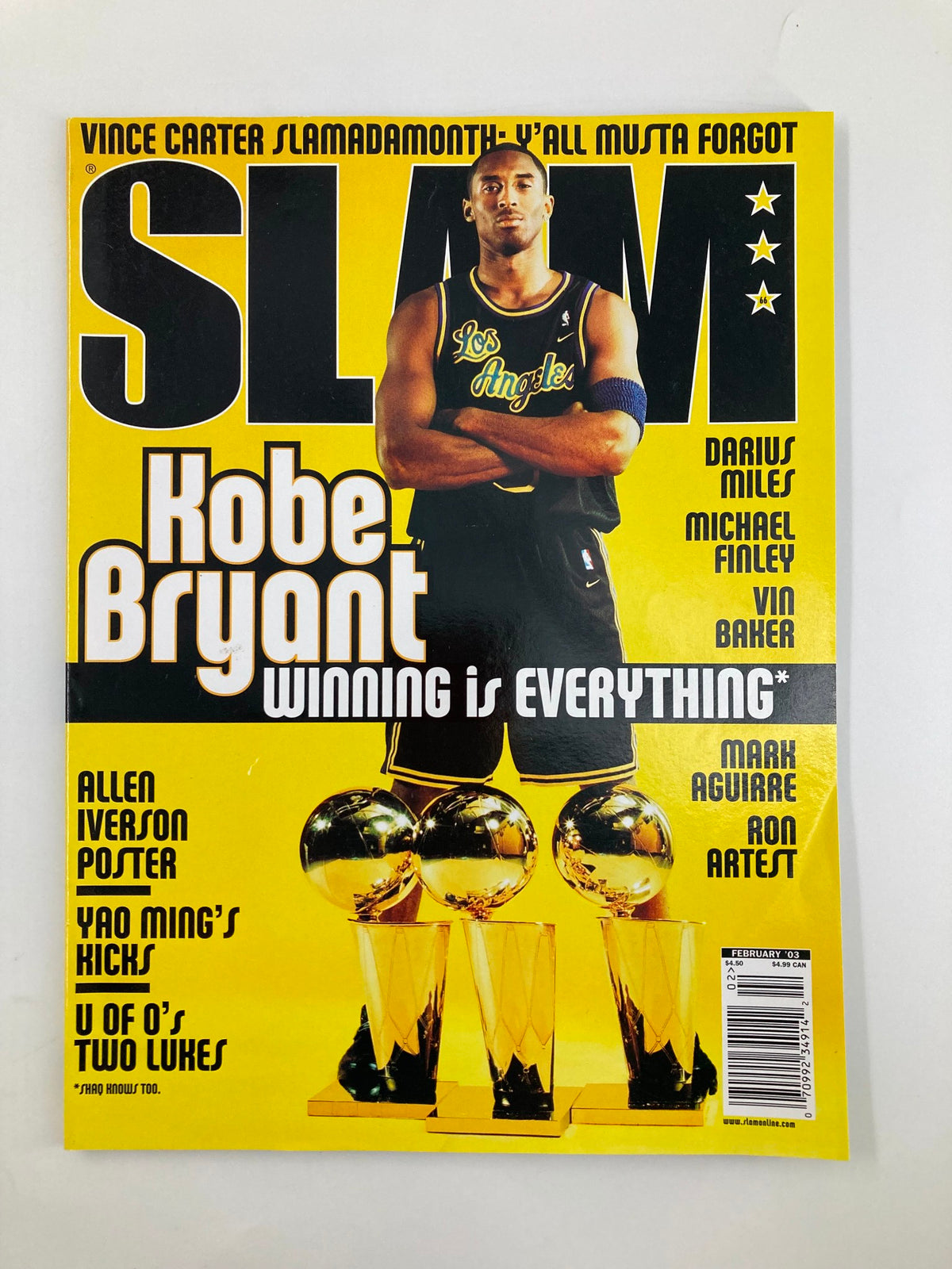 Cover of Slam Magazine, February 2003, featuring Kobe Bryant of the NBA Los Angeles Lakers, with a poster included No Label