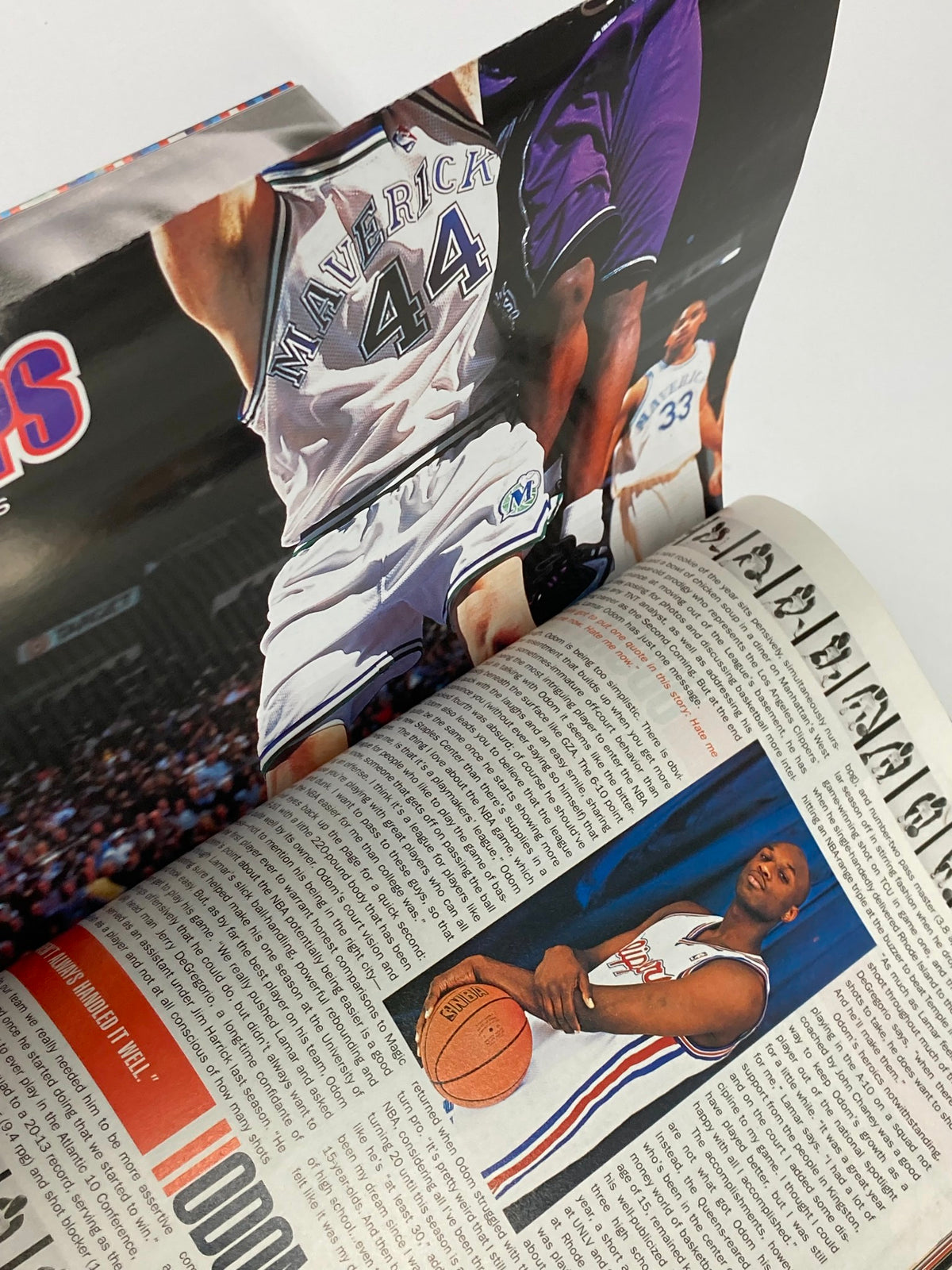 Another inside page of Slam Magazine October 1999 with a portrait of Lamar Odom, emphasizing his impact and presence in the NBA.