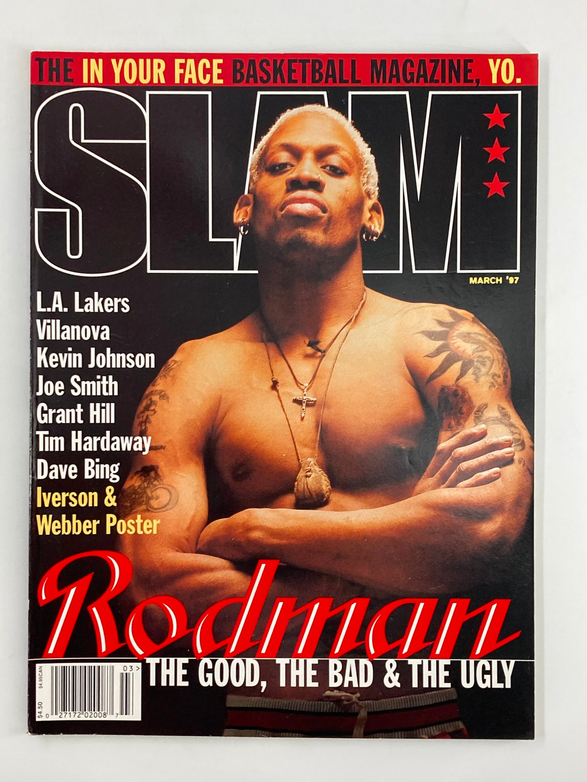 Slam Magazine March 1997 NBA Chicago Bulls Dennis Rodman w Poster No Label