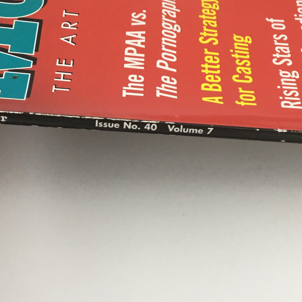 Side view of Movie Maker Magazine Fall 2000 displaying the issue number and volume, emphasizing its status as a vintage film industry publication.