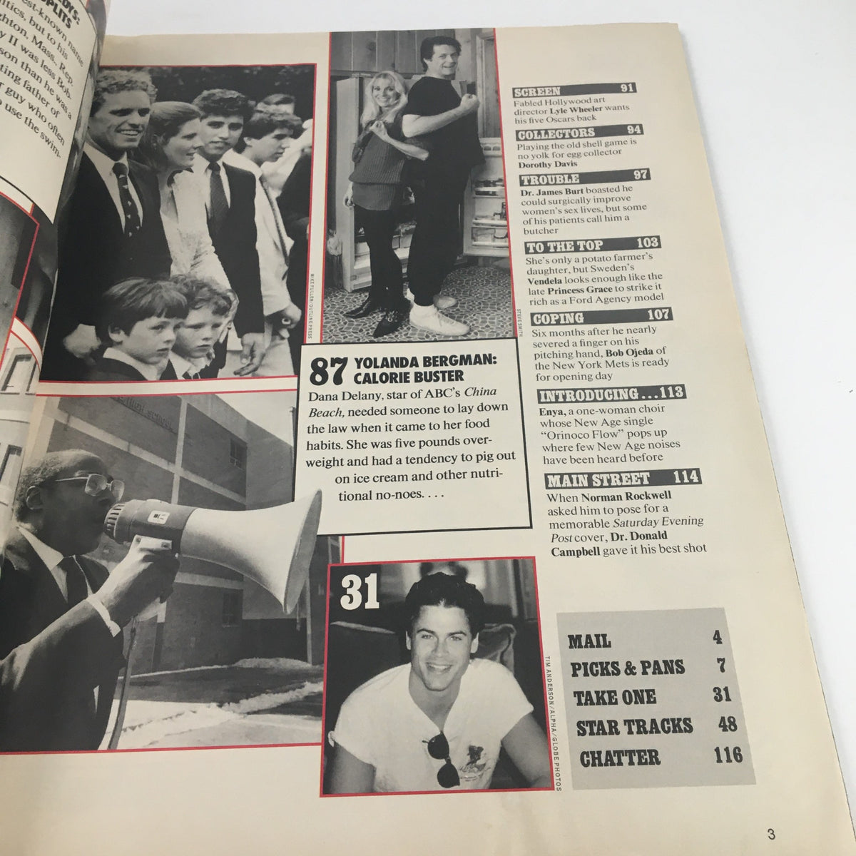 Another page from People Weekly Magazine March 27, 1989 displaying various personalities and topics including Yolanda Bergman and Joe Clark, highlighting the magazine's coverage of pop culture and current events of the time.