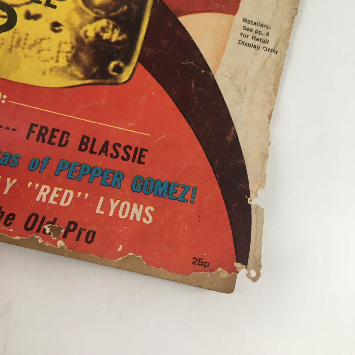 Back cover of Wrestling Monthly Magazine October 1971 highlighting Fred Blassie, with visible wear and vintage design.