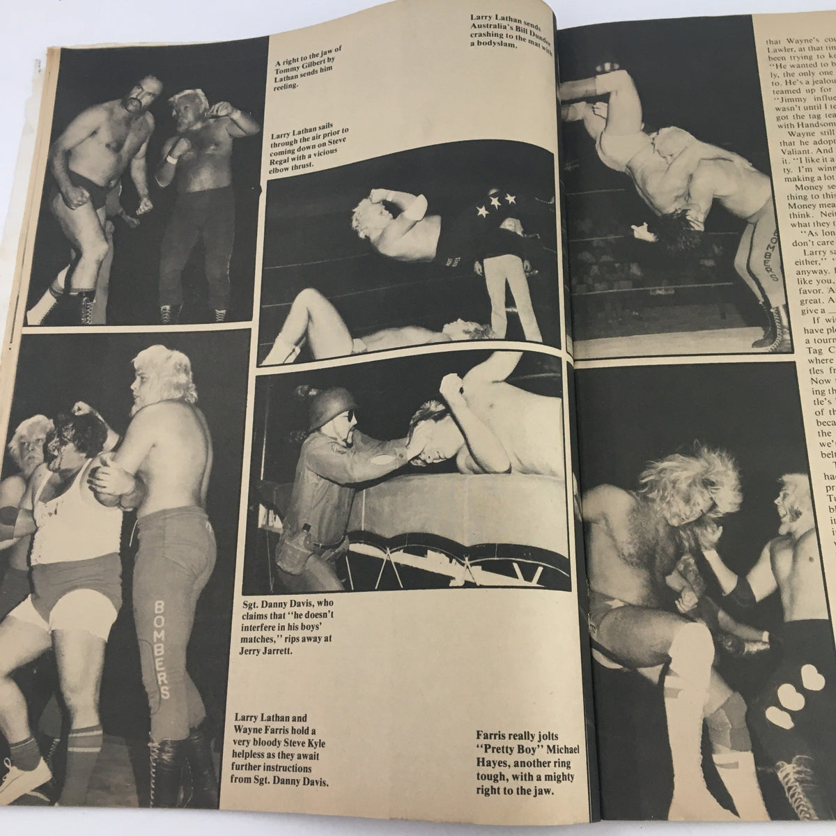 The Ring's Wrestling Magazine April 1980 action shots of wrestling matches, showcasing the intensity and excitement of wrestling entertainment.
