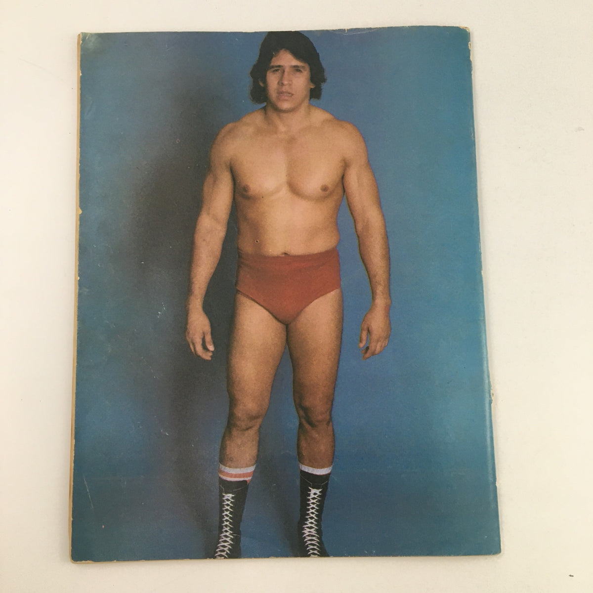The Ring's Wrestling Magazine April 1980 featuring a muscular wrestler in red trunks and black wrestling boots against a blue background. Highlighting the magazine's themes of professional wrestling, featuring Bruno Sammartino and Bob Backlund.