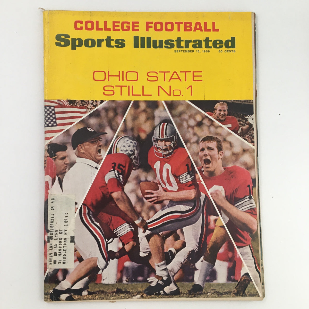 Cover of Sports Illustrated Magazine dated September 15, 1969, showcasing Ohio State as the No. 1 college football team with an image of players in action.