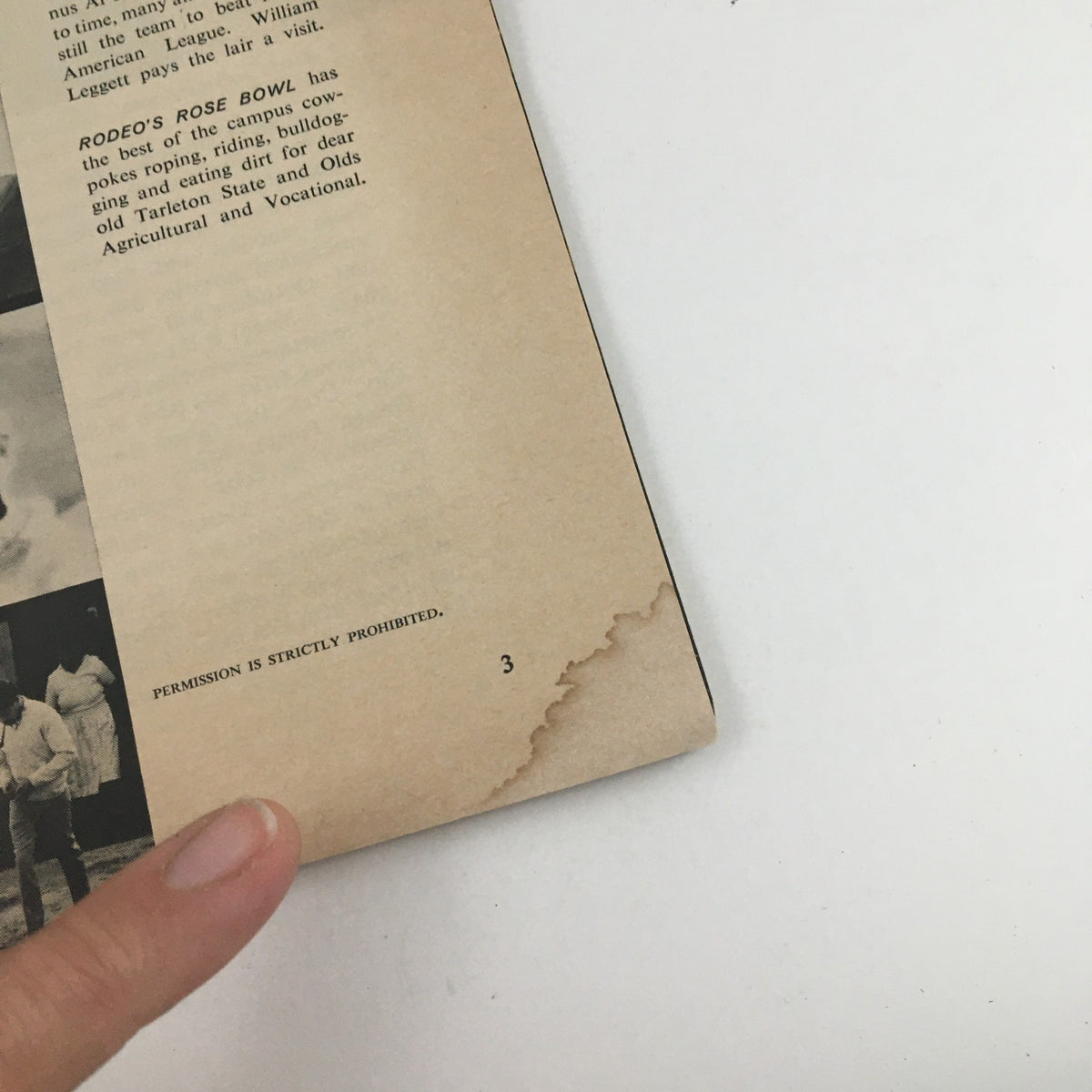 Another close-up view of the torn page in Sports Illustrated Magazine June 24, 1968, highlighting copyright and permissions notice.