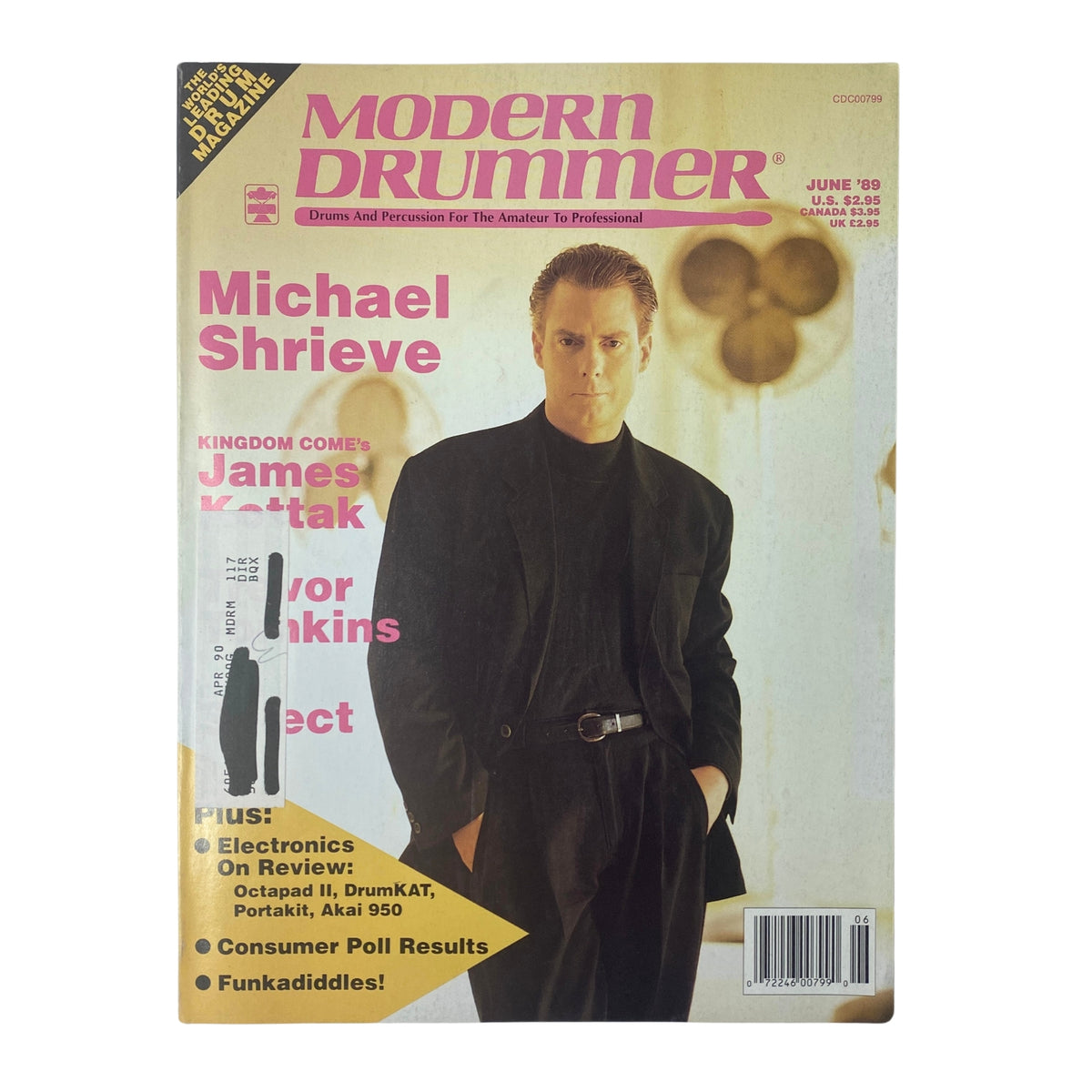 Modern Drummer Magazine June 1989 featuring Michael Shrieve on the cover, showcasing highlights of his career and contributions to electronic drumming.